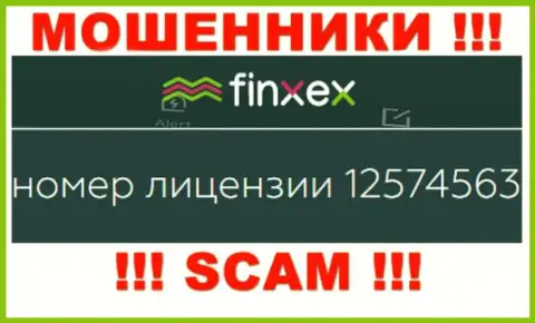 Finxex прячут свою жульническую сущность, показывая на своем сайте лицензию