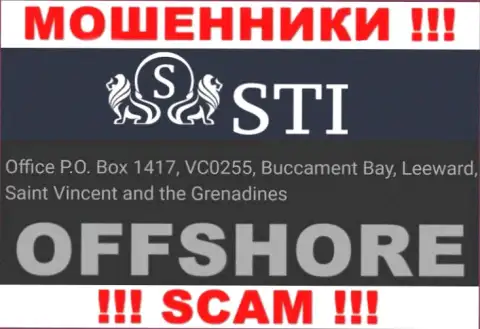 СТИ - это преступно действующая организация, зарегистрированная в оффшоре Office P.O. Box 1417, VC0255, Buccament Bay, Leeward, Saint Vincent and the Grenadines, будьте очень бдительны