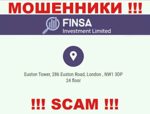 Избегайте совместного сотрудничества с компанией FinsaInvestmentLimited Com - указанные аферисты засветили ложный официальный адрес
