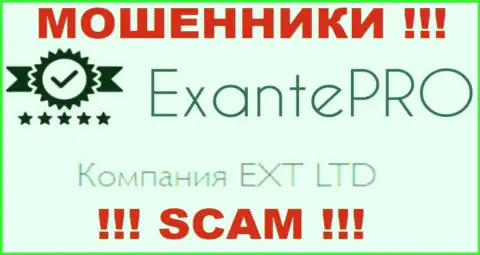 Мошенники EXANTE Pro принадлежат юридическому лицу - EXT LTD