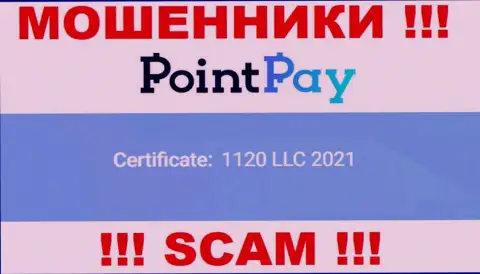 Регистрационный номер Point Pay, который предоставлен жуликами у них на веб-портале: 1120 LLC 2021