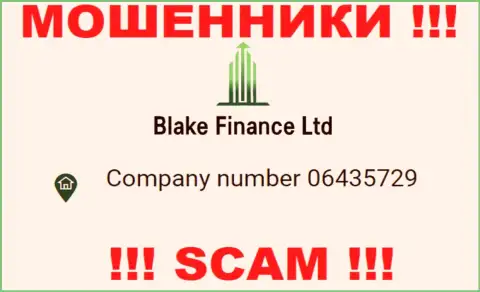Регистрационный номер шулеров всемирной интернет паутины организации Blake Finance Ltd: 06435729