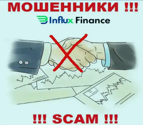 На сайте мошенников InFluxFinance нет ни слова о регуляторе компании