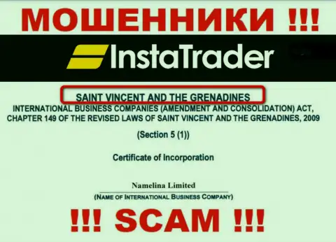 St. Vincent and the Grenadines - это место регистрации компании InstaTrader, находящееся в офшоре