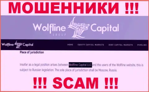 Юридическое лицо компании WolflineCapital Com - это ООО Волфлайн Кэпитал