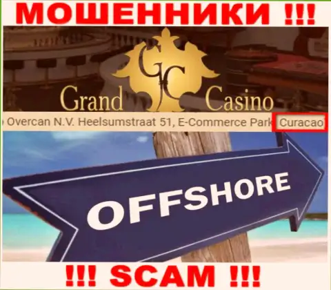 С компанией Grand-Casino Com сотрудничать НЕ РЕКОМЕНДУЕМ - скрываются в офшорной зоне на территории - Кюрасао