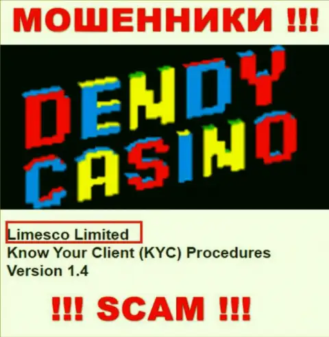 Информация про юридическое лицо internet-мошенников DendyCasino Com - Лимеско Лтд, не обезопасит Вас от их грязных лап