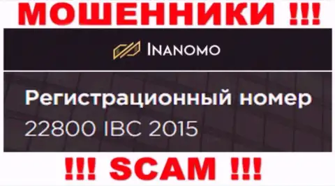 Регистрационный номер компании Инаномо - 22800 IBC 2015