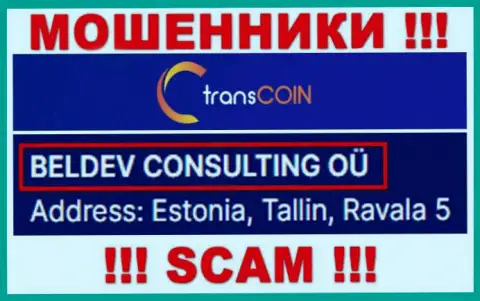 TransCoin - юр лицо обманщиков контора Белдев Консалтинг Ою