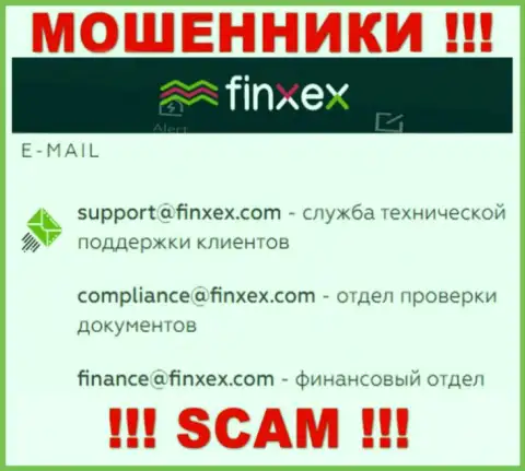 В разделе контактной информации мошенников Finxex, предложен вот этот электронный адрес для связи с ними