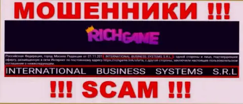 Организация, которая управляет мошенниками Rich Game - NTERNATIONAL BUSINESS SYSTEMS S.R.L.