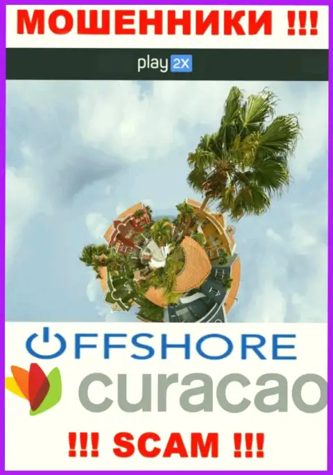 Curacao - оффшорное место регистрации мошенников Play 2X, представленное на их сайте