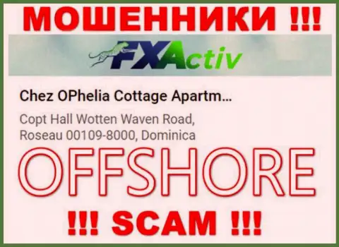 Организация ФИкс Актив указывает на веб-сервисе, что расположены они в оффшорной зоне, по адресу: Chez OPhelia Cottage ApartmentsCopt Hall Wotten Waven Road, Roseau 00109-8000, Dominica