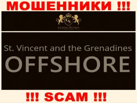 Офшорная регистрация GoldenStanley Com на территории St. Vincent and the Grenadines, способствует кидать доверчивых людей
