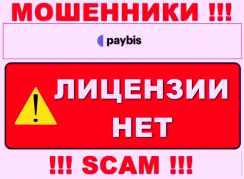 Информации о лицензионном документе PayBis Com на их официальном ресурсе не приведено - это ОБМАН !!!