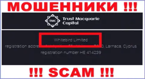 На официальном сервисе ТрастМаккуориКапитал написано, что данной компанией владеет Whitebird Limited