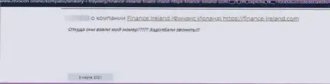 Отзыв, в котором представлен горький опыт сотрудничества человека с компанией Finance Ireland