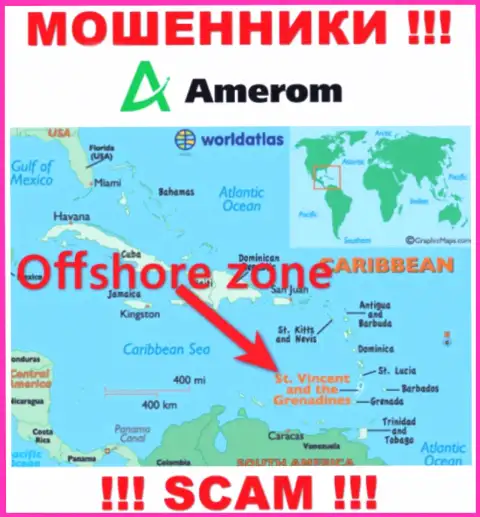 Организация Amerom зарегистрирована очень далеко от обманутых ими клиентов на территории Сент-Винсент и Гренадины