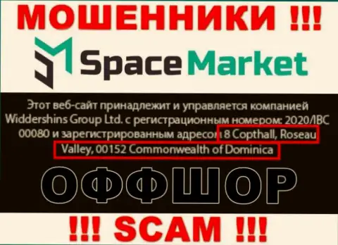 Не нужно иметь дело, с такими internet мошенниками, как организация Space Market, т.к. прячутся они в оффшорной зоне - 8 Coptholl, Roseau Valley 00152 Commonwealth of Dominica