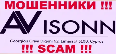 Avisonn - это МОШЕННИКИ !!! Скрылись в офшоре по адресу Georgiou Griva Digeni 62, Limassol 3100, Cyprus и сливают вложения своих клиентов
