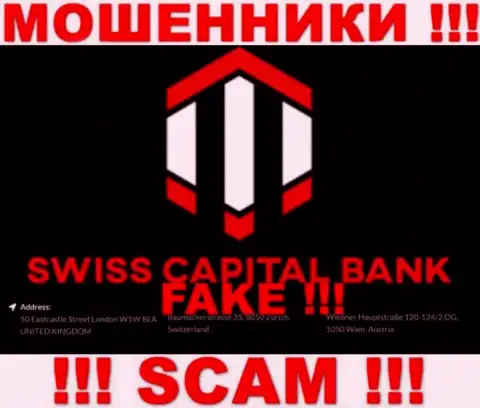 Так как адрес на сайте Swiss CapitalBank липа, то в таком случае и связываться с ними нельзя