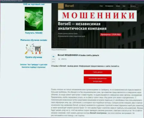 Обзор scam-конторы Borsell Ru - это ЛОХОТРОНЩИКИ !!!