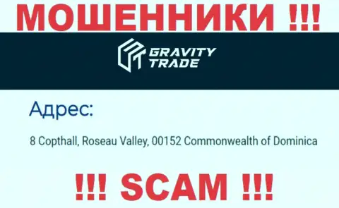 IBC 00018 8 Copthall, Roseau Valley, 00152 Commonwealth of Dominica - это офшорный официальный адрес Гравити Трейд, показанный на сайте указанных жуликов