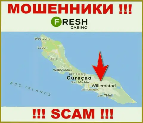 Curaçao - именно здесь, в оффшоре, базируются мошенники Fresh Casino