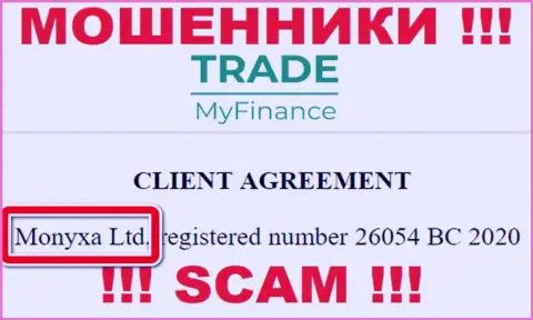 Вы не сможете уберечь собственные финансовые средства работая совместно с организацией Trade My Finance, даже в том случае если у них имеется юридическое лицо Monyxa Ltd