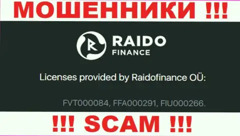 На информационном портале кидал Raido Finance показан именно этот номер лицензии