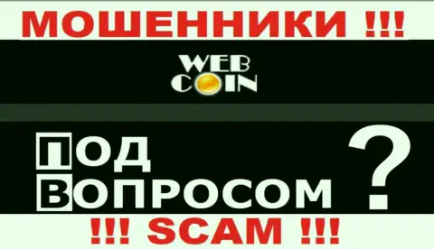 Никак наказать WebCoin законно не получится - нет сведений относительно их юрисдикции