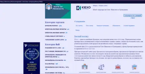 Обзорный материал об деятельности ФОРЕКС брокерской компании KIEXO, размещенный на веб-сервисе Directory FinanceMagnates Com